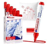 edding 4500 textile marker - red - box of 10 - round nib 2-3 mm - permanent fabric markers for drawing on textiles, wash-resistant up to 60 °C - marker pens for fabric lettering