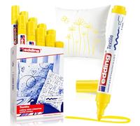 edding 4500 textile marker - yellow - box of 10 - round nib 2-3 mm - permanent fabric markers for drawing on textiles, wash-resistant up to 60 °C - marker pens for fabric lettering