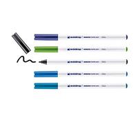 edding 4600 Textile Pen - Black, Blue, Light Blue, Light Green, Orient Blue - Set of 5 - Round Nib 1 mm - Permanent Fabric Pens for Drawing on