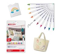 Edding 4600 Textile Marker Pens - 1mm Round Nib - Basic Colours - Wallet of 10