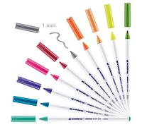edding 4600 textile pen - set of 10 colours (fun) - round nib 1 mm - permanent fabric pens for drawing on textiles, wash-resistant up to 60 °C - fabric pen