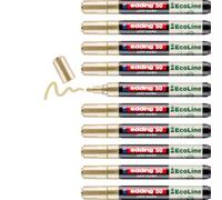 edding 50 EcoLine paint marker - gold - pack of 10 - round nib 2-3 mm - water-based ink, highly opaque & waterproof - pen for glass, stone, wood, plastic and paper