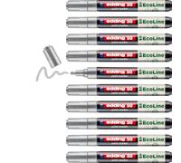 edding 50 EcoLine paint marker - silver - pack of 10 - round nib 2-3 mm - water-based ink, highly opaque & waterproof - pen for glass, stone, wood, plastic and paper
