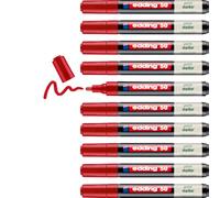 edding 50 paint marker - red - pack of 10 - round nib 2-3 mm | water-based ink, highly opaque & waterproof - pen for glass, stone, wood, plastic and paper