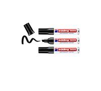 edding 500 Permanent Marker - Black - 3 Pens - Chisel Tip 2-7 mm - Waterproof, Quick-Drying, Smear-Proof Pens - for Cardboard, Plastic, Wood, Met