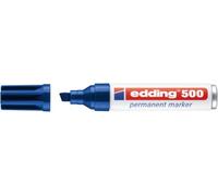 edding 500 permanent marker - blue - 1 pen - chisel nib 2-7 mm | for cardboard, plastic, wood, metal, glass and fabric - waterproof, quick-drying, smear-proof pens