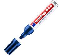 edding 500 Permanent Marker - Blue - 1 Pen - Chisel Tip 2-7 mm - Waterproof, Quick-Drying, Smear-Proof Pens - for Cardboard, Plastic, Wood, Metal, Glass and Fabric