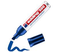 Edding 500 Permanent Marker - Blue - 1 Pen - Chisel Tip 2-7 mm - Waterproof, Quick-Drying, Smear-Proof Pens - for Cardboard, Plastic, Wood, Metal, Glass and Fabric, 500/1-003