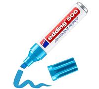 edding 500 permanent marker - light-blue - 1 pen - chisel tip 2-7 mm - waterproof, quick-drying, smear-proof pens - for cardboard, plastic, wood, metal, glass and fabric