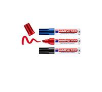 edding 500 permanent marker - multi-coloured - 3 pens - chisel tip 2-7 mm - waterproof, quick-drying, smear-proof pens - for cardboard, plastic, wood, metal, glass and fabric