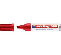 edding 500 Permanent Marker - Red - 1 Pen - Chisel Tip 2-7 mm - Waterproof, Quick-Drying, Smear-Proof Pens - for Cardboard, Plastic, Wood, Metal, Glass and Fabric