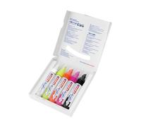 edding 5000 acrylic marker broad - neon colours - acrylic paint markers 5-pack (neon) - 5-10mm chisel nib - acrylic marker for painting on canvas, wood - acrylic marker waterproof