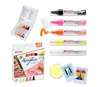 edding 5000 acrylic marker broad - neon colours - acrylic paint markers 5-pack (neon) - 5-10mm chisel nib - acrylic marker for painting on canvas, wood - acrylic marker waterproof