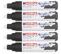 Edding 5000 Acrylic Markers 5-10 mm Wide Tip Black Pack of 5