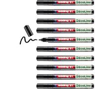 edding 51 EcoLine paint marker - black - pack of 10 - round nib 1-2 mm - water-based ink, highly opaque & waterproof - pen for glass, stone, wood, plastic and paper