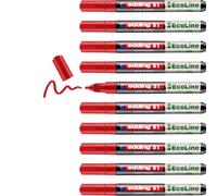 edding 51 EcoLine paint marker - red - pack of 10 - round nib 1-2 mm - water-based ink, highly opaque & waterproof - pen for glass, stone, wood, plastic and paper