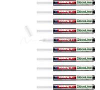 edding 51 EcoLine paint marker - white - pack of 10 - round nib 1-2 mm - water-based ink, highly opaque & waterproof - pen for glass, stone, wood, plastic and paper