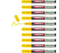 edding 51 EcoLine paint marker - yellow - pack of 10 - round nib 1-2 mm - water-based ink, highly opaque & waterproof - pen for glass, stone, wood, plastic and paper