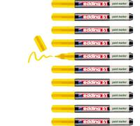 edding 51 EcoLine paint marker - yellow - pack of 10 - round nib 1-2 mm - water-based ink, highly opaque & waterproof - pen for glass, stone, wood, plastic and paper