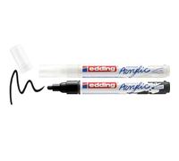 edding 5100 acrylic 2-piece set - black & white - 2 waterproof acrylic markers - medium round tip 2-3 mm - acrylic pens for outlines & details - painting on canvas, paper, wood, stone, terracotta