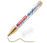 edding 5100 acrylic marker medium - gold - 1 waterproof acrylic paint marker - round tip 2-3mm - acrylic paint pens for drawing on canvas, art paper and wood - acrylic markers for pebbles