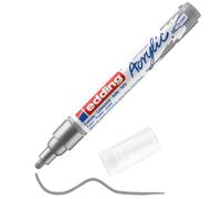 edding 5100 acrylic marker medium - silver - 1 waterproof acrylic paint marker - round nib 2-3mm - acrylic paint pen for drawing on canvas, art paper and wood - acrylic markers for pebbles