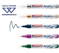 edding 5100 acrylic marker - green purple blue silber gold - acrylic paint markers 5-pack (metallic) - round nib 2-3mm - acrylic marker for pebbles, canvas and wood - acrylic marker waterproof