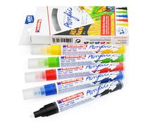 edding 5100 Acrylic Marker - Black red Blue Yellow Yellow-Green - Acrylic Paint Markers 5-Pack (Basic) - Round tip 2-3mm - Acrylic Marker for Pebbles,