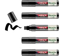 edding 52 EcoLine paint marker - black - pack of 5 - chisel nib 4-15 mm - water-based ink, highly opaque & waterproof - pen for glass, stone, wood, plastic and paper