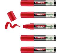 edding 52 EcoLine paint marker - red - pack of 5 - chisel nib 4-15 mm - water-based ink, highly opaque & waterproof - pen for glass, stone, wood, plastic and paper