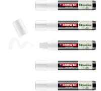 edding 52 EcoLine paint marker - white - pack of 5 - chisel nib 4-15 mm - water-based ink, highly opaque & waterproof - pen for glass, stone, wood, plastic and paper