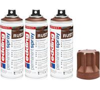 edding 5200 Permanent Spray - Rust Effect Matt - 3 x 200 ml - Acrylic Paint for Painting and Decorating Glass, Metal, Wood, Ceramic, Plastic, Canvas - Acrylic Spray Paint