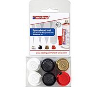 edding 5200 permanent spray sprayhead set - set of 6 sprayheads - interchangeable sprayheads in 4 different spray widths - from fine lines (1 cm) up to large areas (14 cm)