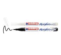 edding 5300 acrylic 2-piece set - black & white - 2 waterproof acrylic markers - fine round tip 1-2 mm - acrylic pens for contours & details - painting on canvas, paper, wood, stone, terracotta