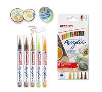 edding 5300 acrylic marker fine - natural colours - set of 5 - fine tip 1-2 mm - acrylic markers for painting on canvas, art paper, wood, stone - Made in Germany