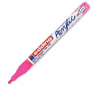 edding 5300 acrylic marker fine - neon-pink - 1 waterproof acrylic paint marker - fine round nib 1-2mm - acrylic paint pen for drawing on canvas, art paper and wood - acrylic markers for pebbles