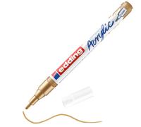 edding 5300 acrylic marker fine - gold - 1 waterproof acrylic paint marker - fine round nib 1-2mm - acrylic paint pen for drawing on canvas, art paper and wood - acrylic markers for pebbles