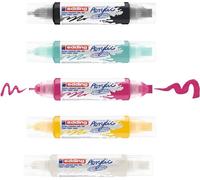 edding 5400 Acrylic 3D Double Liner - Black White Yellow Pink Turquoise - Acrylic Paint Set with 5 Tubes (Basic) - Double Nozzle 2-3,5-10 mm - Acrylic