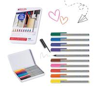 edding 55 - fineliner - set of 10 bright colours - 0.3 mm nib - colour pen for writing, drawing, underlining, illustrating - for children and adults, at school and in the home or office