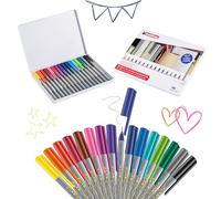 edding 55 - fineliner - set of 16 bright colours - 0.3 mm nib - colour pen for writing, drawing, underlining, illustrating - for children and adults, at school and in the home or office