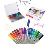 edding 55 - fineliner - set of 16 bright colours - 0.3 mm nib - colour pen for writing, drawing, underlining, illustrating - for children and adults, at school and in the home or office