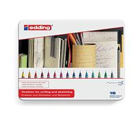 edding 55 - fineliner - set of 16 bright colours - 0.3 mm nib - colour pen for writing, drawing, underlining, illustrating - for children and adults, at school and in the home or office