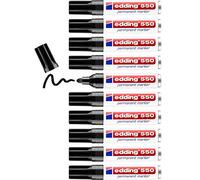 edding 550 permanent marker - black - 10 pens - round tip 3-4 mm - waterproof, quick-drying, smear-proof pens - for cardboard, plastic, wood, metal, glass and fabric