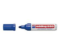 edding 550 Permanent Marker - Blue - 1 Pen - Round Tip 3-4 mm - Waterproof, Quick-Drying, Smear-Proof Pens - for Cardboard, Plastic, Wood, Metal, Glass and Fabric