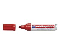 edding 550 Permanent Marker - Red - 1 Pen - Round Tip 3-4 mm - Waterproof, Quick-Drying, Smear-Proof Pens - for Cardboard, Plastic, Wood, Metal, Glass and Fabric