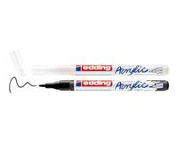 edding 5500 acrylic 2-piece set - black & white - 2 waterproof acrylic markers - very fine round tip 0.7-1 mm - acrylic pens for contours & details painting on canvas, paper, wood, stone, terracotta