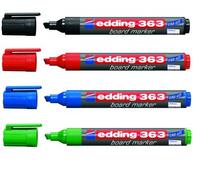 edding 363 whiteboard marker set - multi-coloured - 4 whiteboard pens - chisel nib 1-5 mm - whiteboard pen dry wipe - for whiteboards, flipcharts, magnetic, memo boards - sketchnotes - refillable