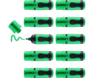 edding 7 mini highlighter - neon green - 10 highlighter pens - chisel nib 1-3 mm - small highlighter in trendy colours - for bullet journals, school, college, university or the office