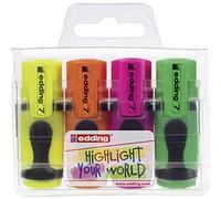 edding 7 mini highlighter set - neon colours - 4 highlighter pens - chisel nib 1-3 mm - small highlighter in trendy colours - for bullet journals, school, college, university or the office