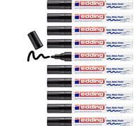 edding 750 gloss paint marker - black - 10 paint markers - round tip 2-4 mm - paint pen for glass, pebbles, wood, plastic, paper - waterproof, high coverage